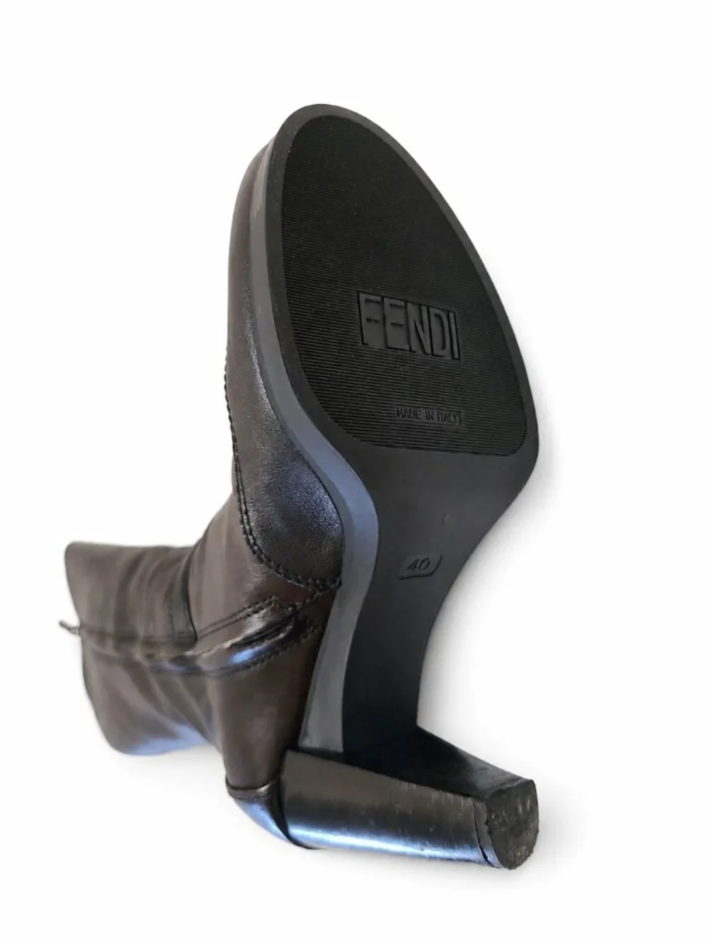 Fendi Stivale Mix Vitello Knee-High Boots Nero+Moro EU40 — FW2008 Made in Italy